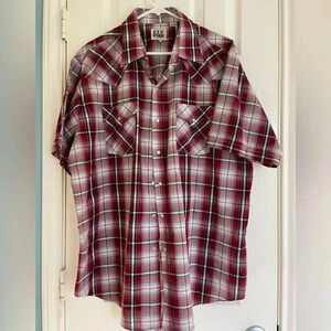 Ely Cattleman Plaid Shimmer Vintage Ranchwear Western Pearl Snap Shirt XL